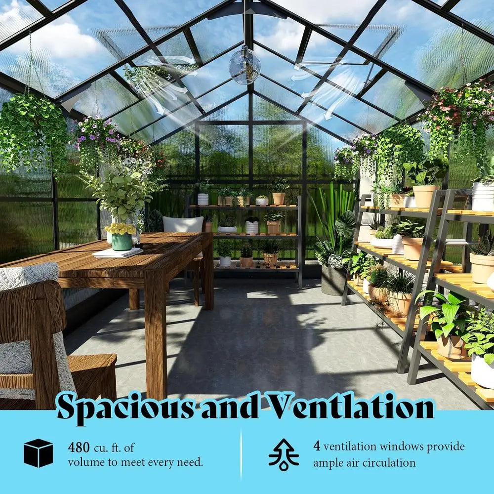 Walk In Greenhouse With 4 Vent Windows And Lockable Door