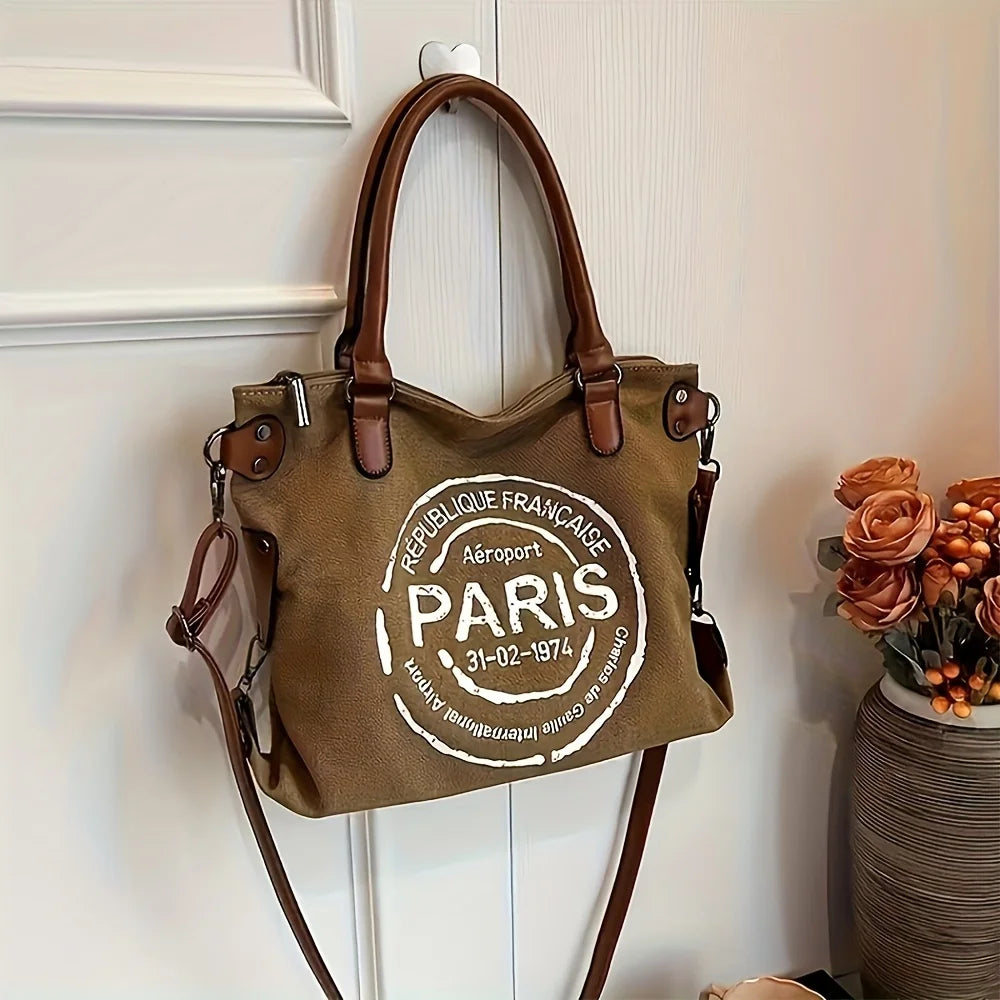 NONECN Vintage Canvas Tote Bag Large Capacity Water Resistant