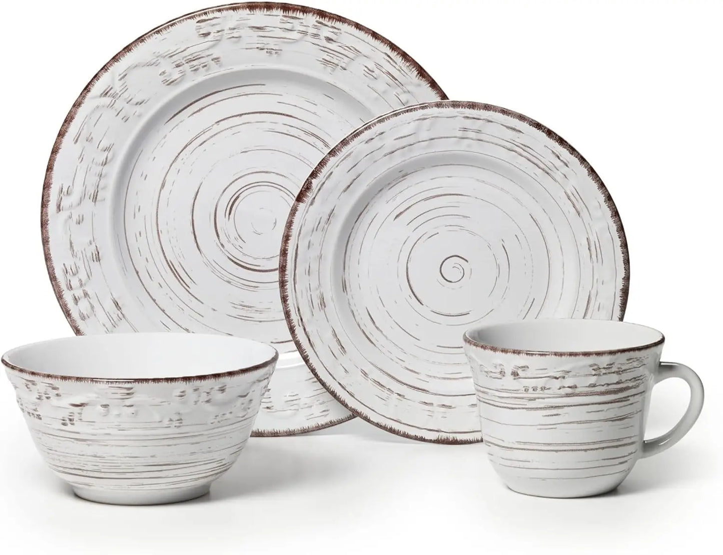 Distressed Finish Stoneware Dinnerware Set