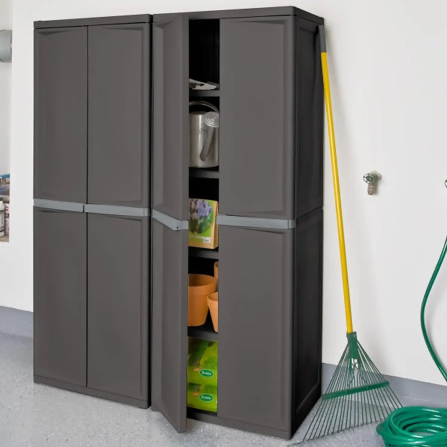 Sterilite Lockable 4-Shelf Cabinet With Adjustable Shelves