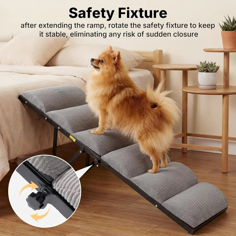 Height Adjustable Foldable Dog Ramp for Bed and Couch