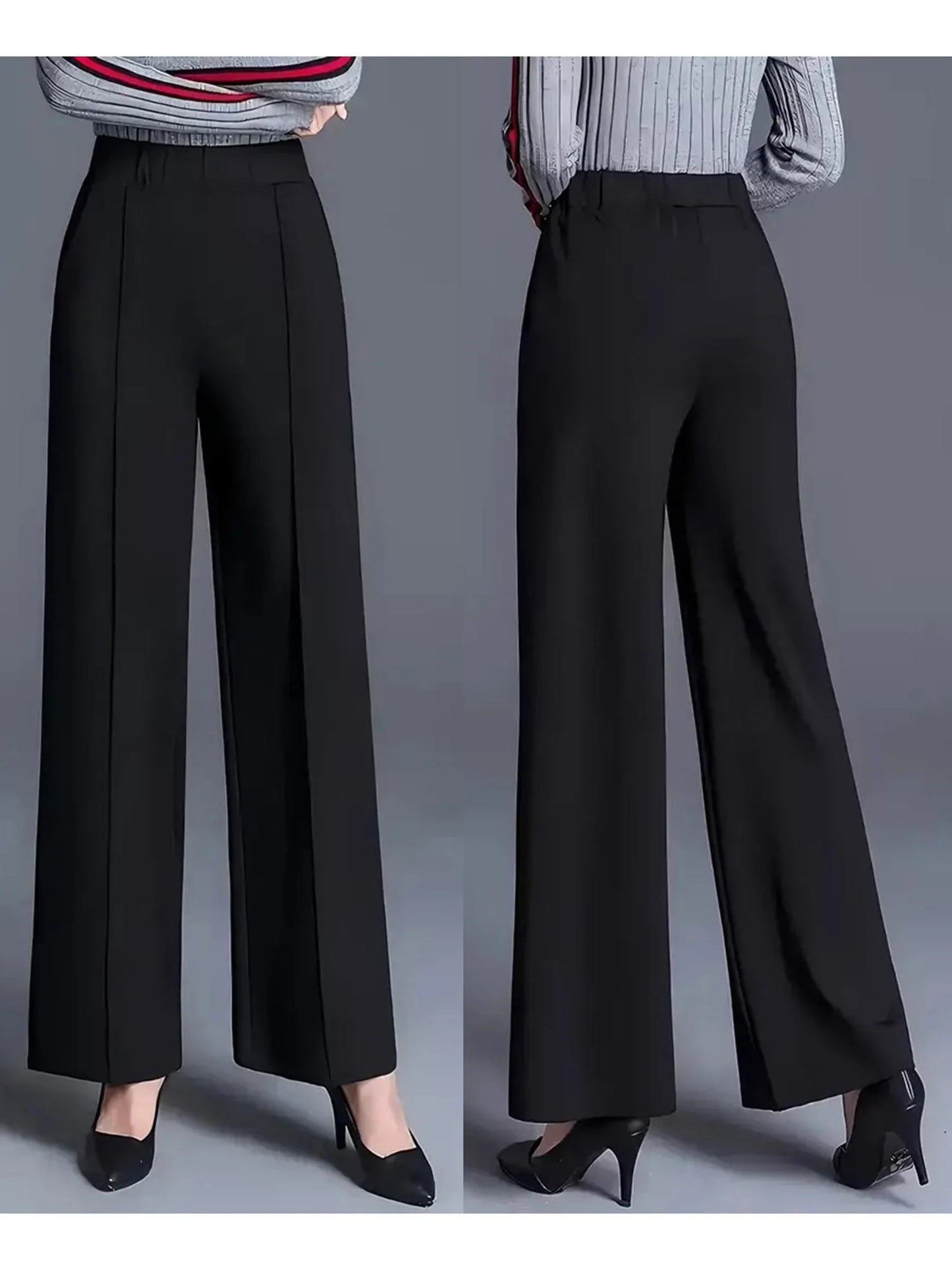Women's High Waist Straight Leg Pants with Pockets for Business Casual Office Wear
