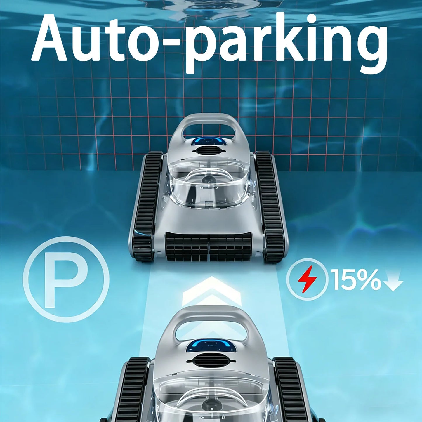 Cordless Robotic Pool Cleaner With 8000 GPH High Power Suction