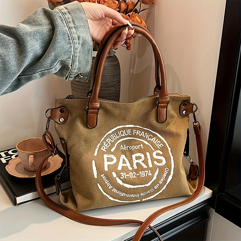 NONECN Vintage Canvas Tote Bag Large Capacity Water Resistant