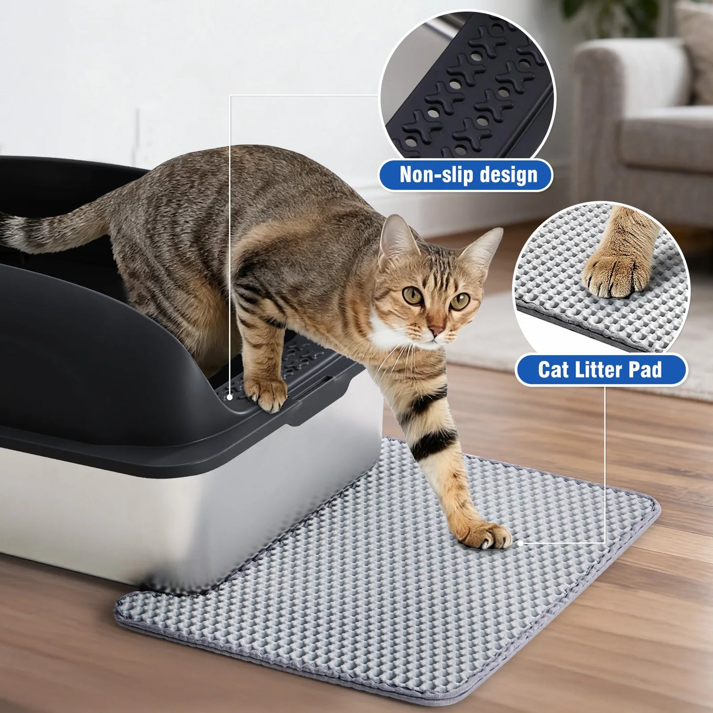 XL Stainless Steel High-Sided Cat Litter Box