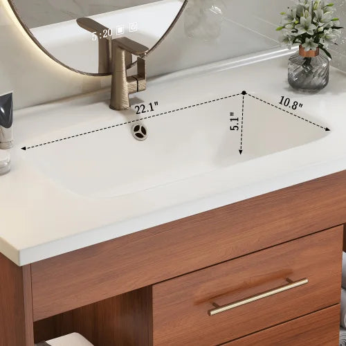 Mid Century Modern Bathroom Vanity With Integrated Ceramic Undermount Sink