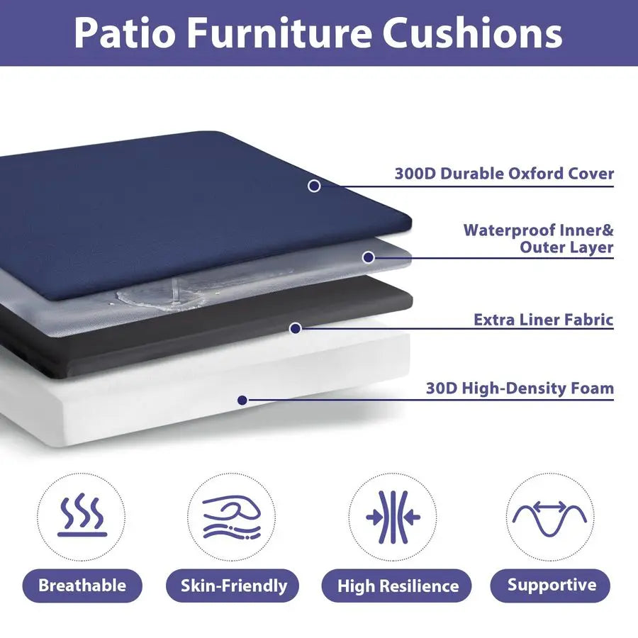 Waterproof Outdoor Seat Cushions Set of 4 for Patio Furniture
