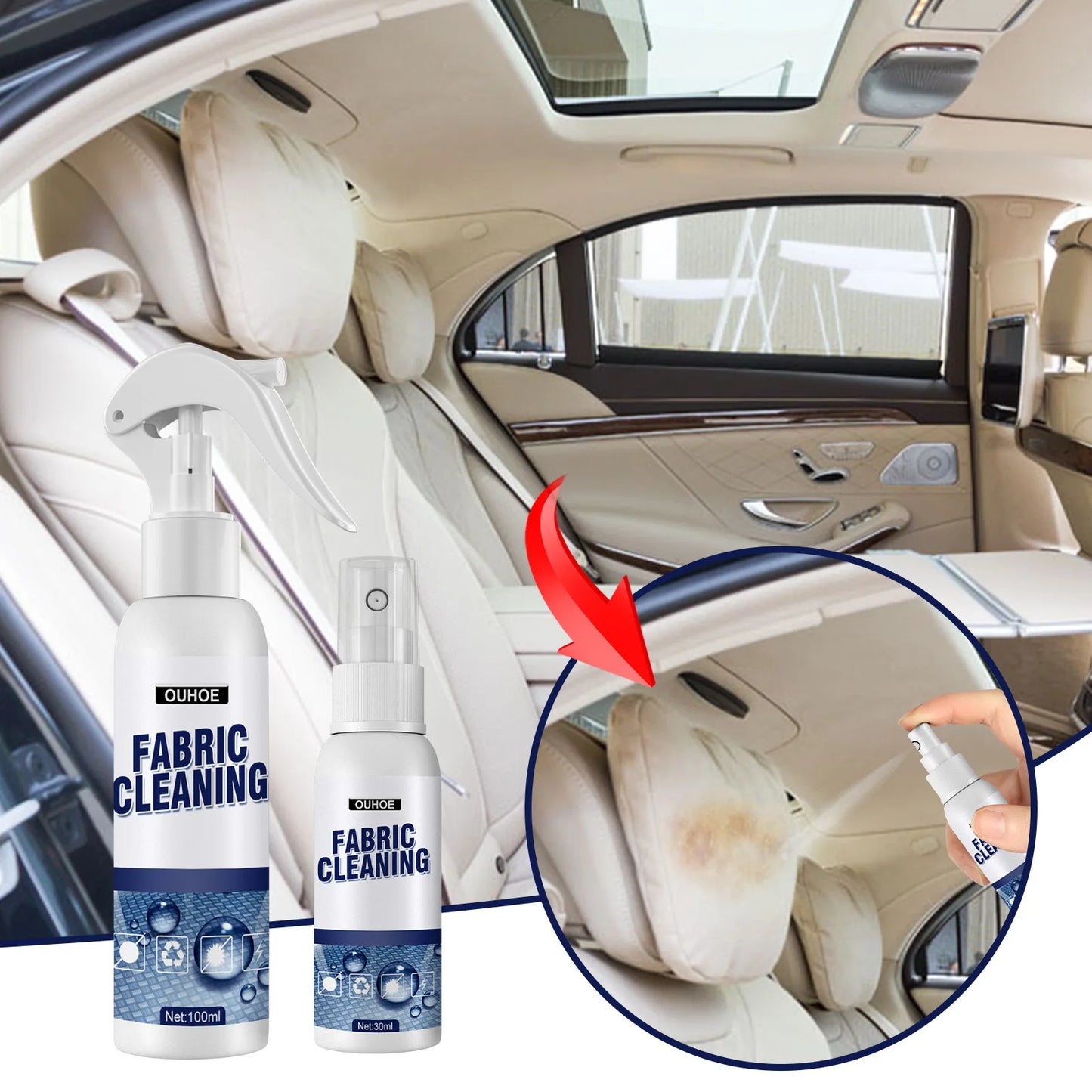 Fabric Cleaning Spray Car Interior Cleaner For Ceiling And Leather
