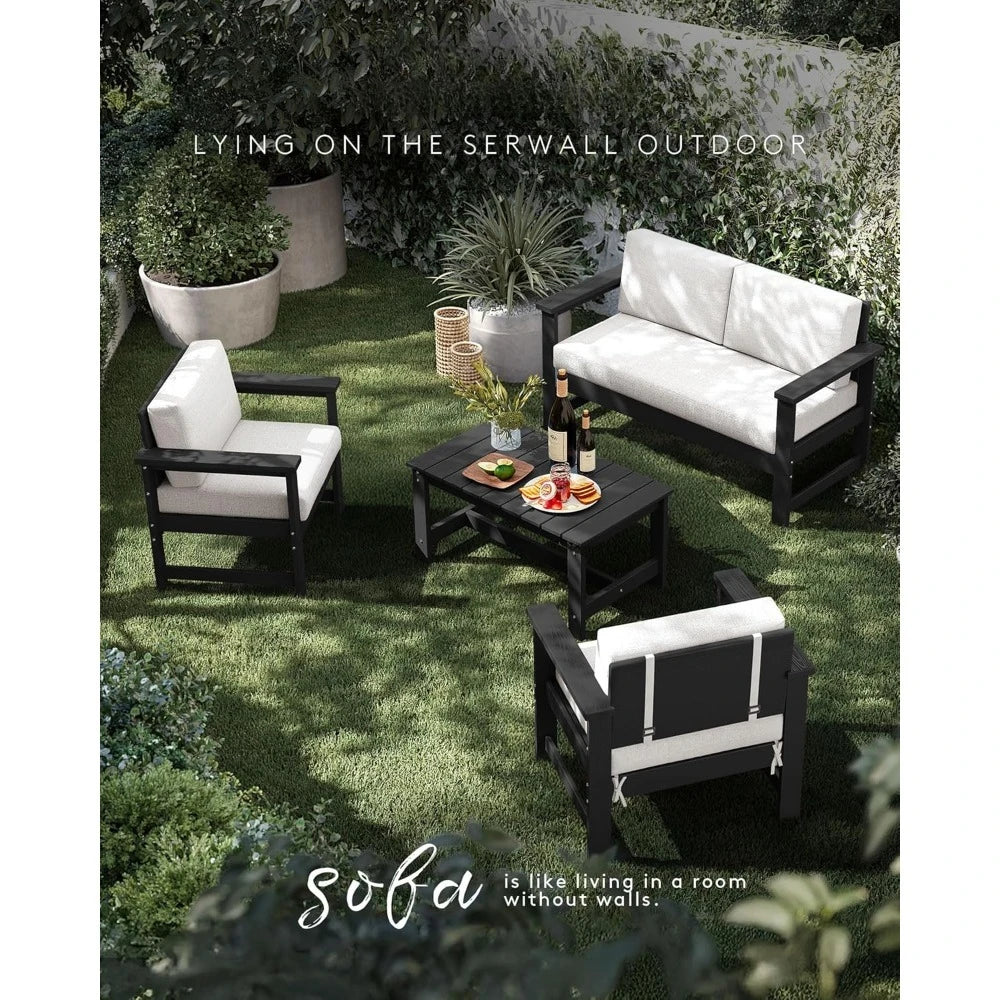 Outdoor Conversation Couch Set 4 Piece Patio Furniture Collection