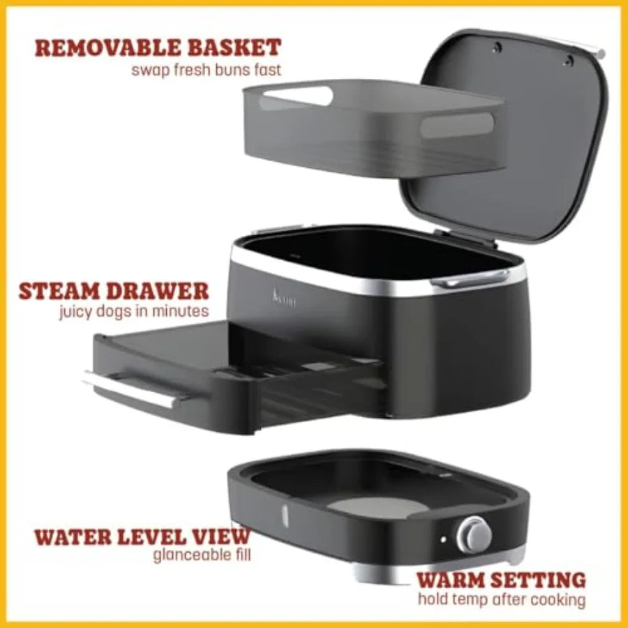 Electric Hot Dog Steamer With Bun Warmer