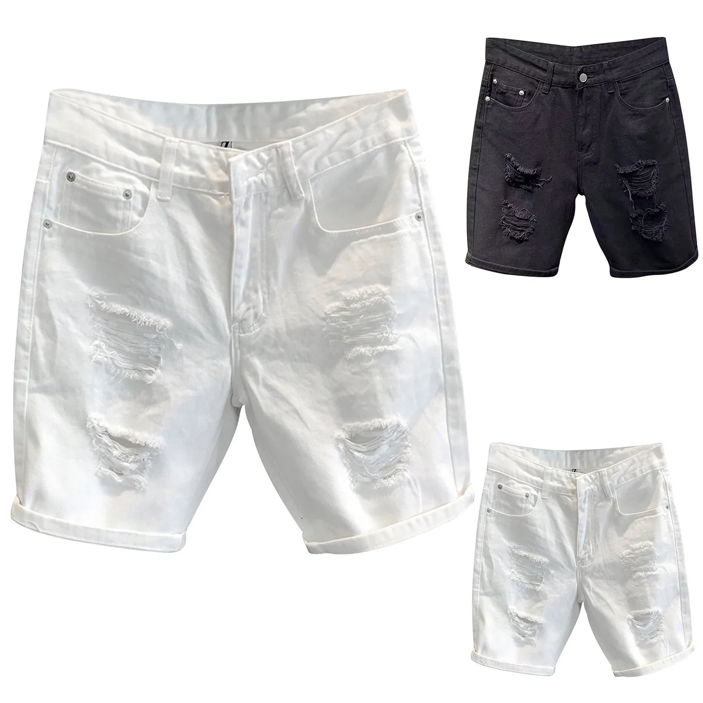 Men's Summer Ripped Denim Shorts For Everyday Wear