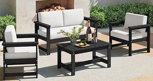Outdoor Conversation Couch Set 4 Piece Patio Furniture Collection