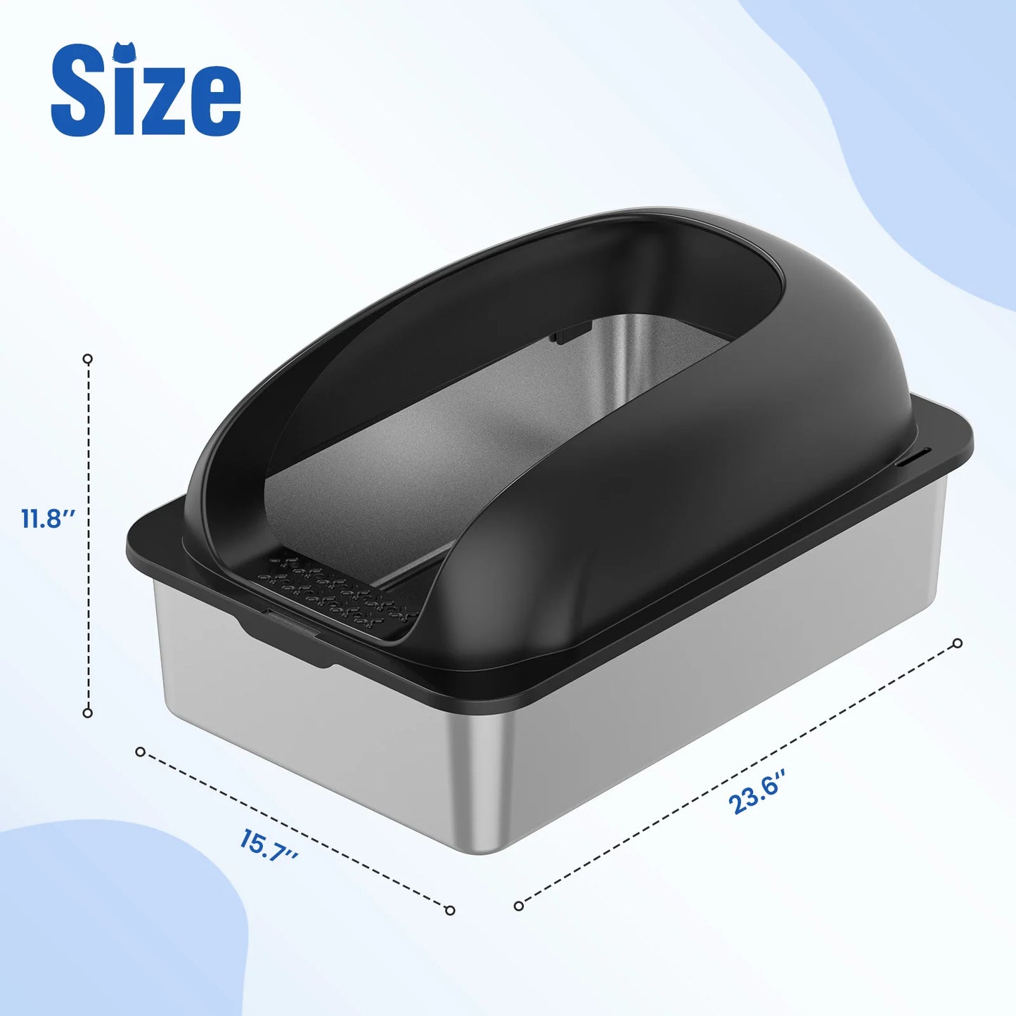 XL Stainless Steel High-Sided Cat Litter Box