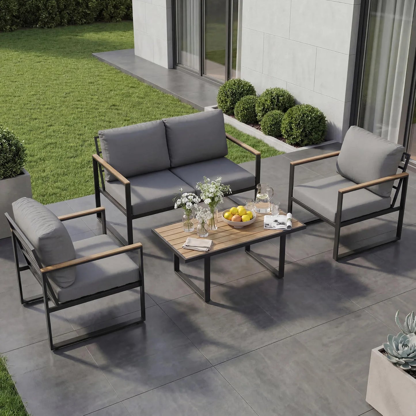 HobbyLane Modern Metal Patio Furniture Set Outdoor Garden Seating