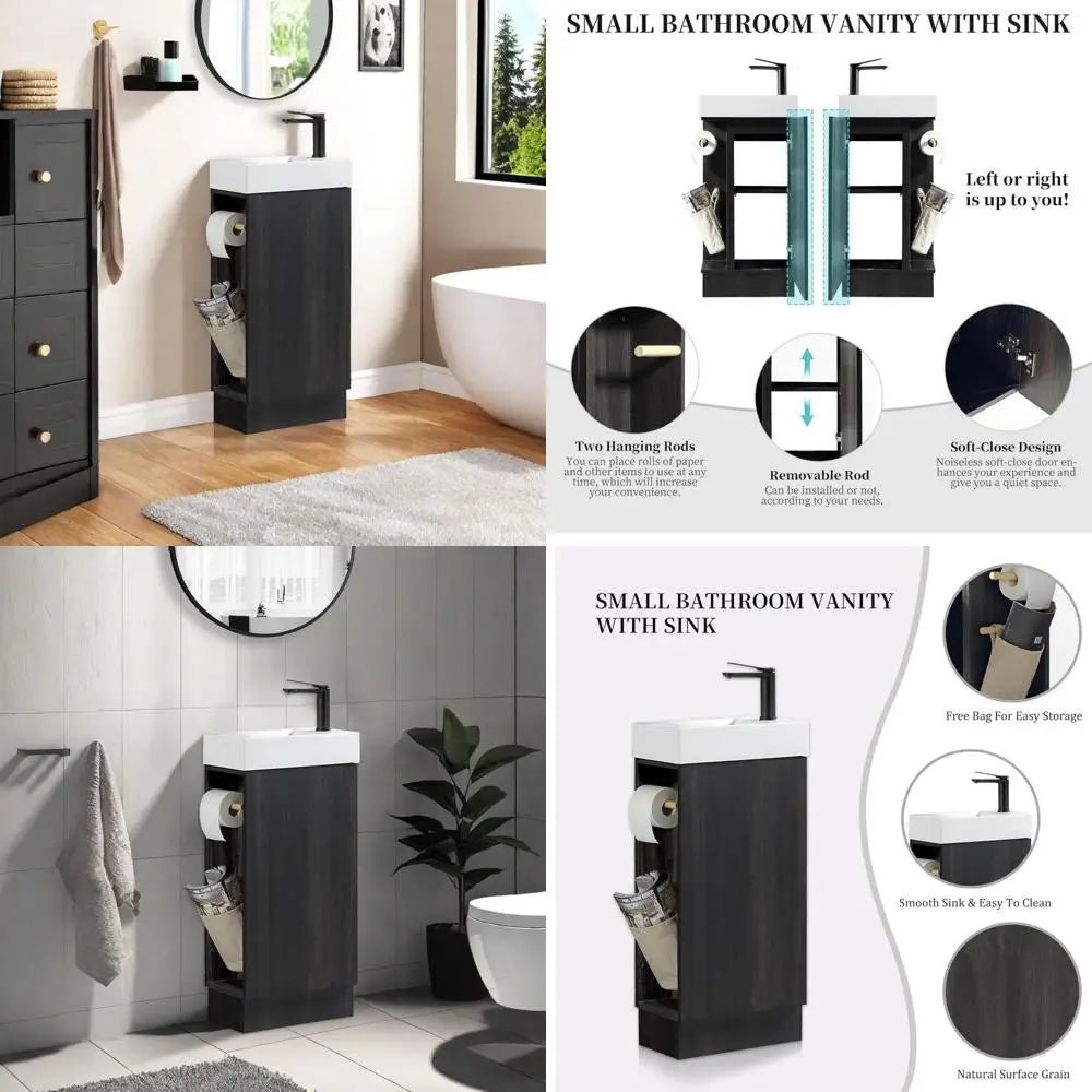 Compact Bathroom Vanity With Sink Self Contained Floor Mount