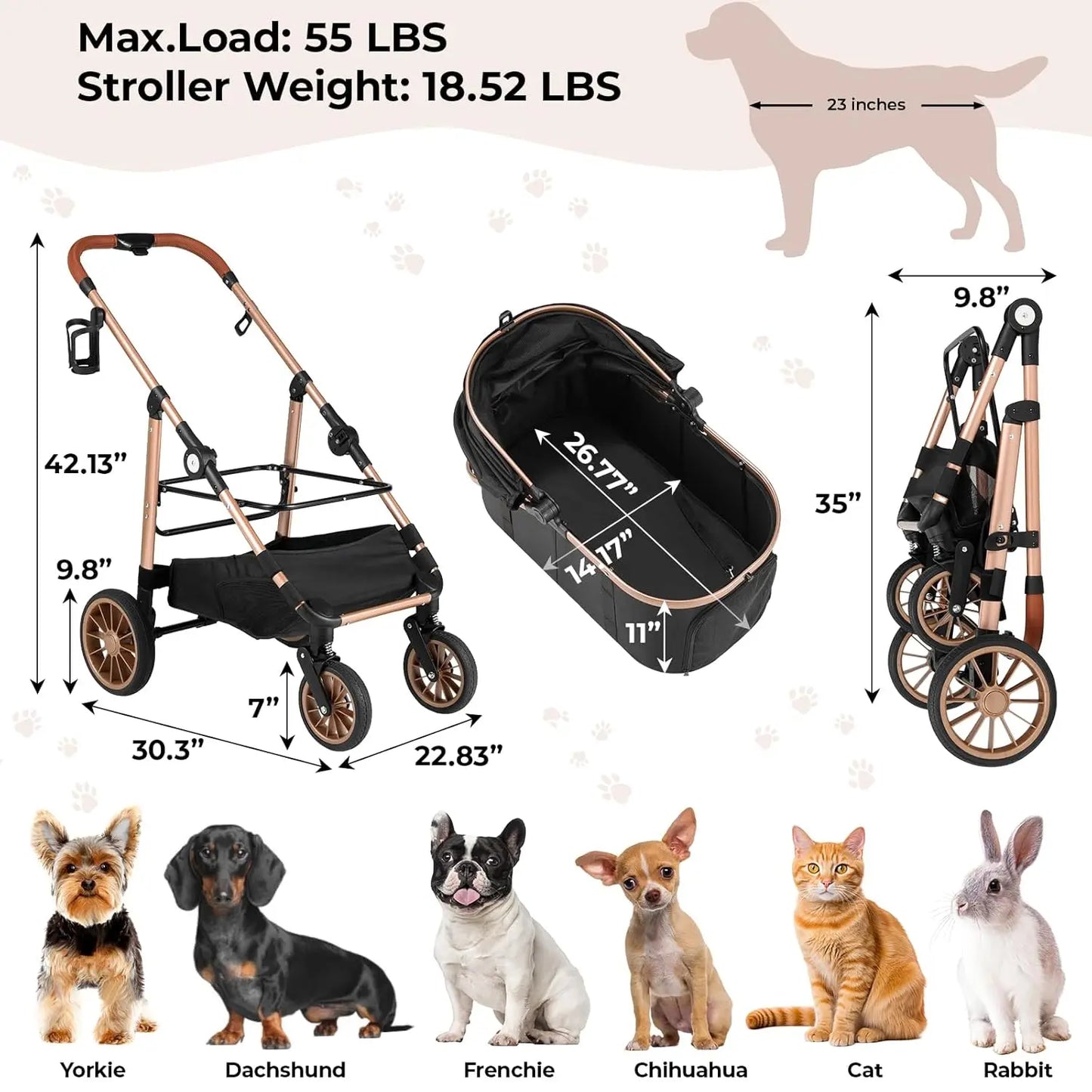 Two in One Dog Buggy Stroller for Small Dogs