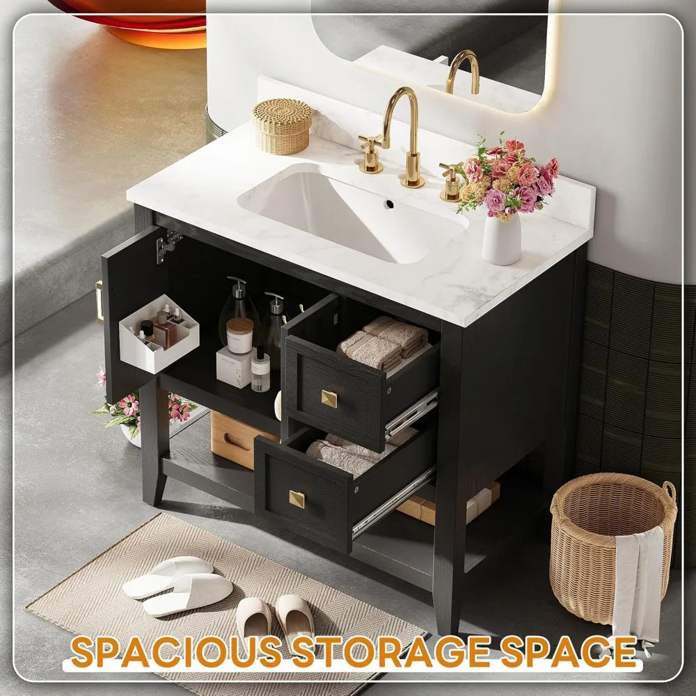 Farmhouse Style Bathroom Vanity With Sink Artificial Stone