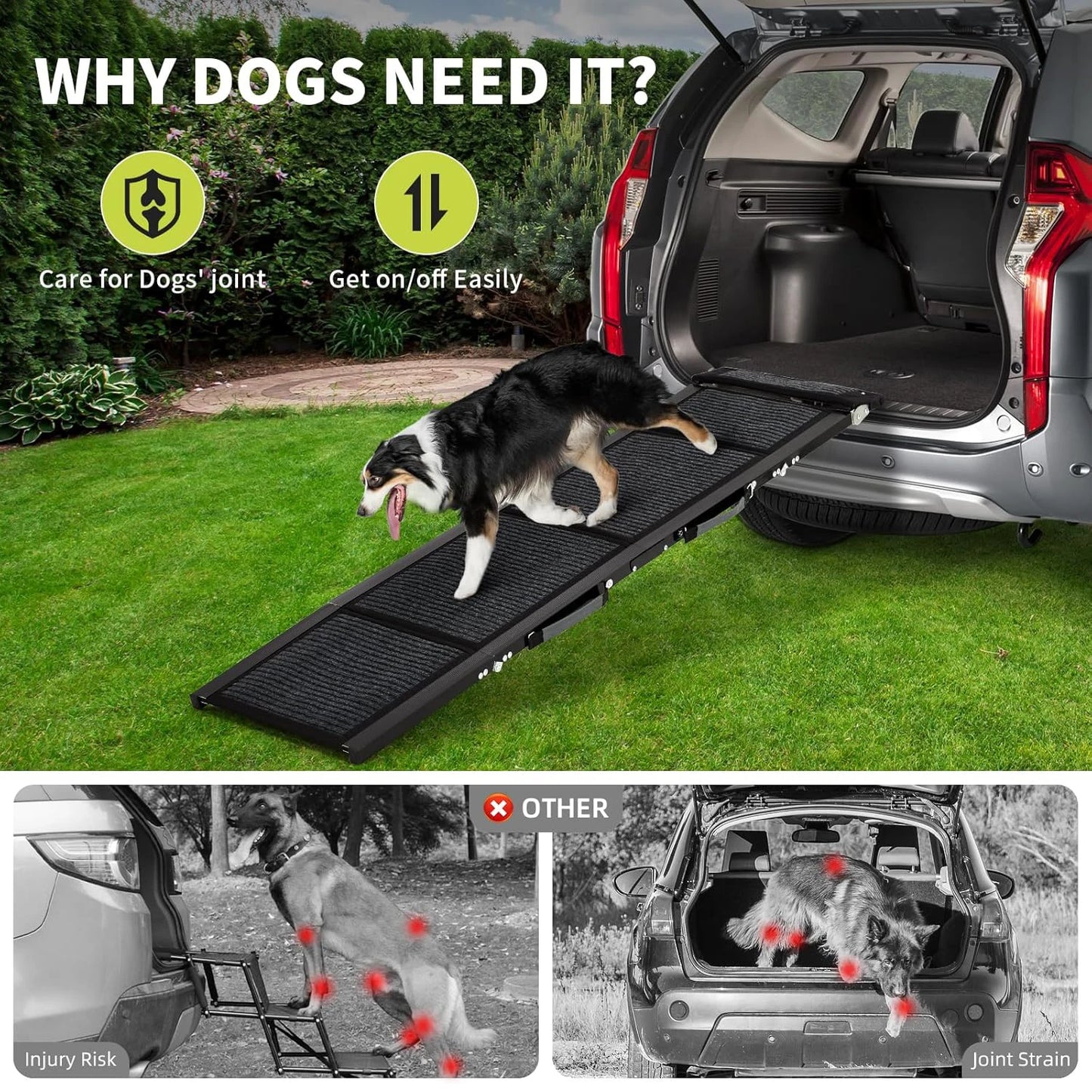 HiMISS Upgraded Folding Pet Ramp for Large Dogs Non Slip