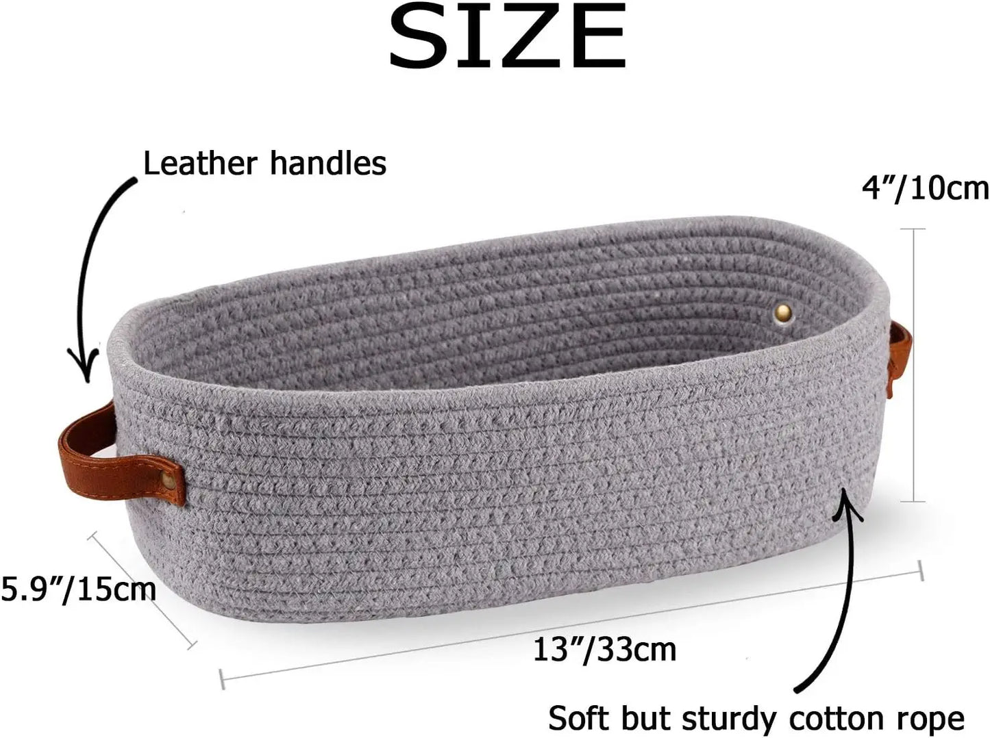 Cotton Rope Storage Basket With Handles For Bathroom