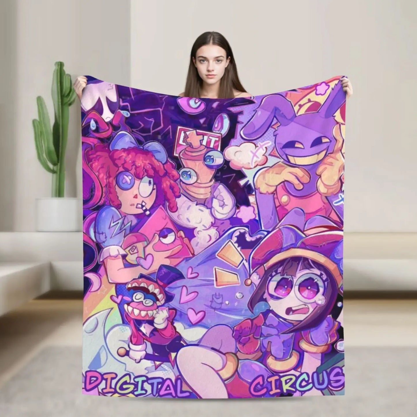 Circus Cartoon Flannel Throw Blanket