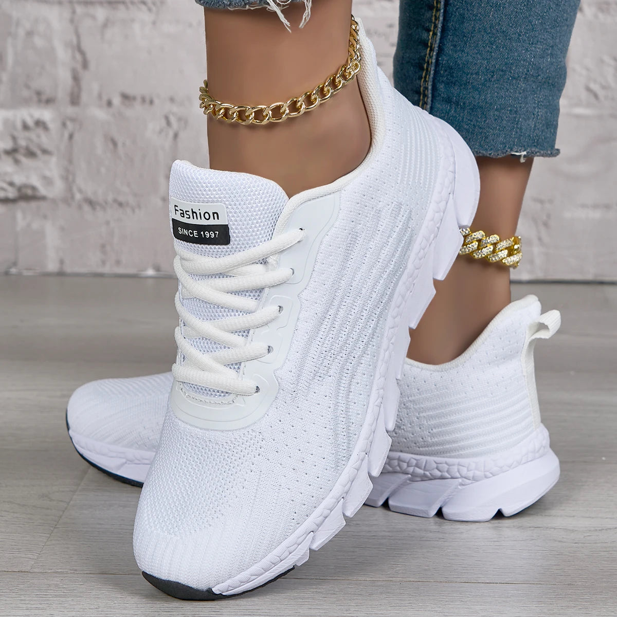 Women Orthopedic Walking Shoes Lace Up Cushioned Insole
