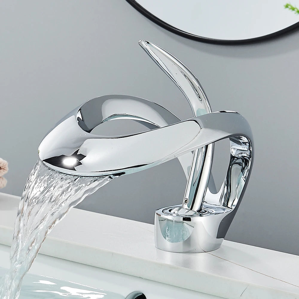 Rozin Luxury Waterfall Basin Faucet Single Hole Sink