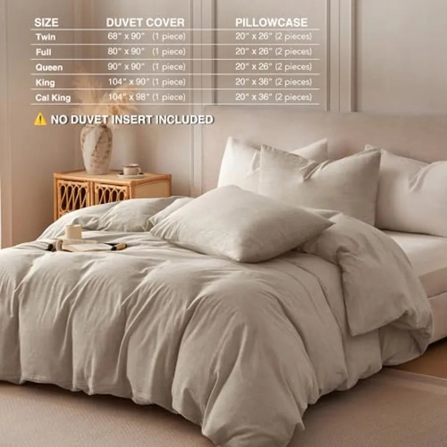 Linen Duvet Cover Set With 2 Pillowcases Cotton Linen Blend
