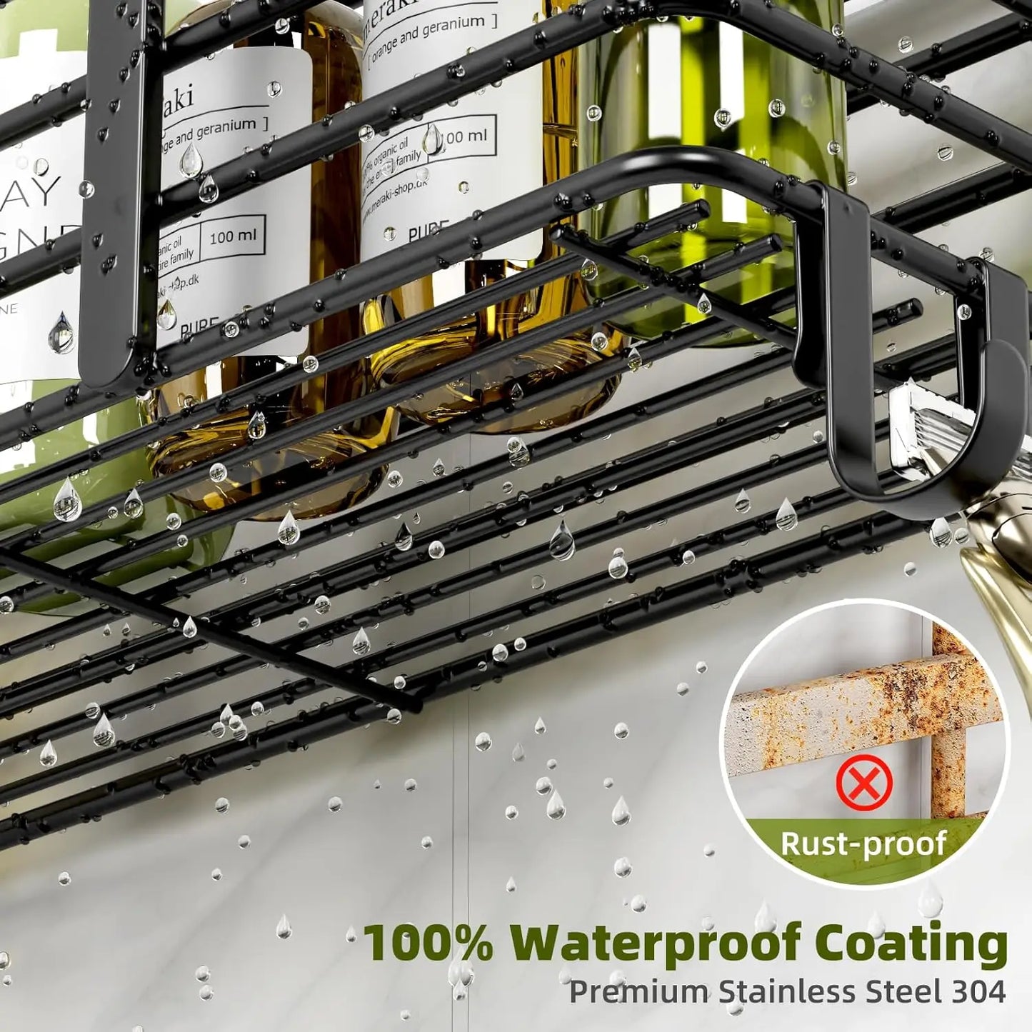 Rustproof Shower Caddy With Soap Holder And Hooks