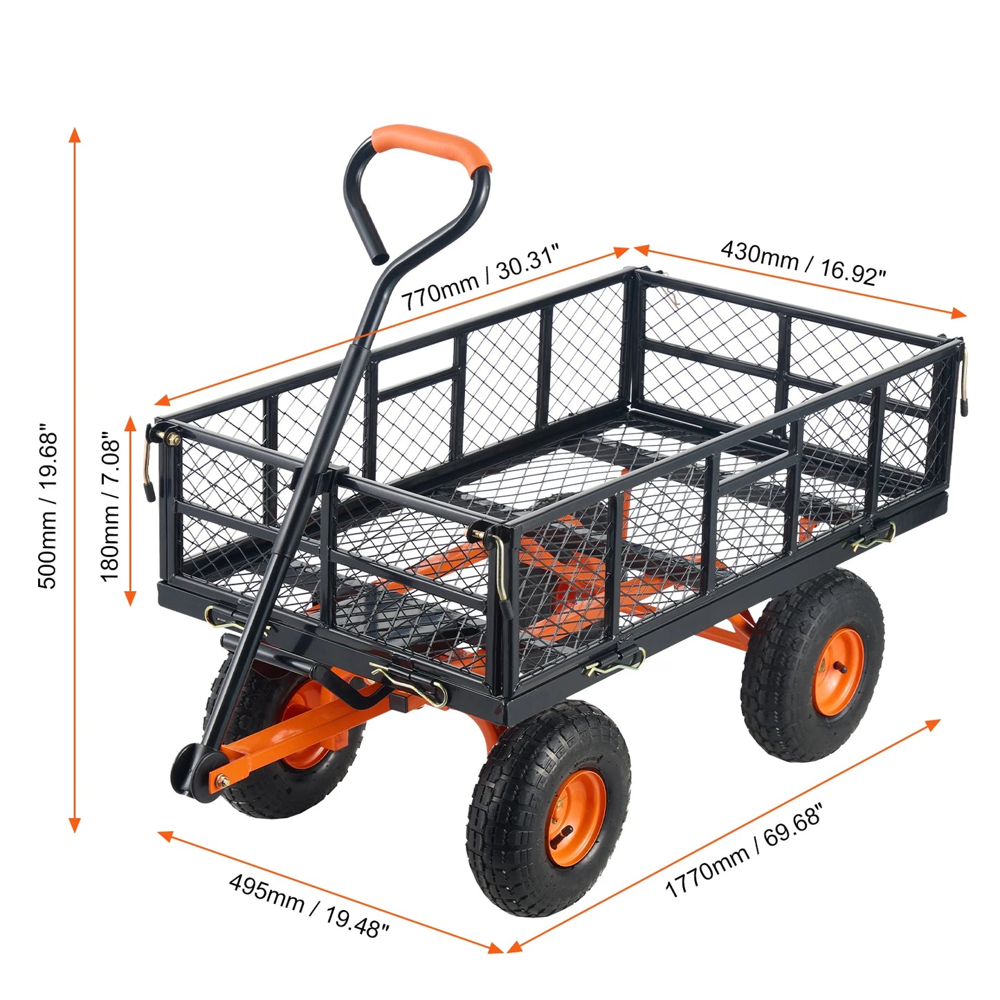 SucceBuy Versatile Dump Cart Wheelbarrow 400 to 880 Pounds Capacity
