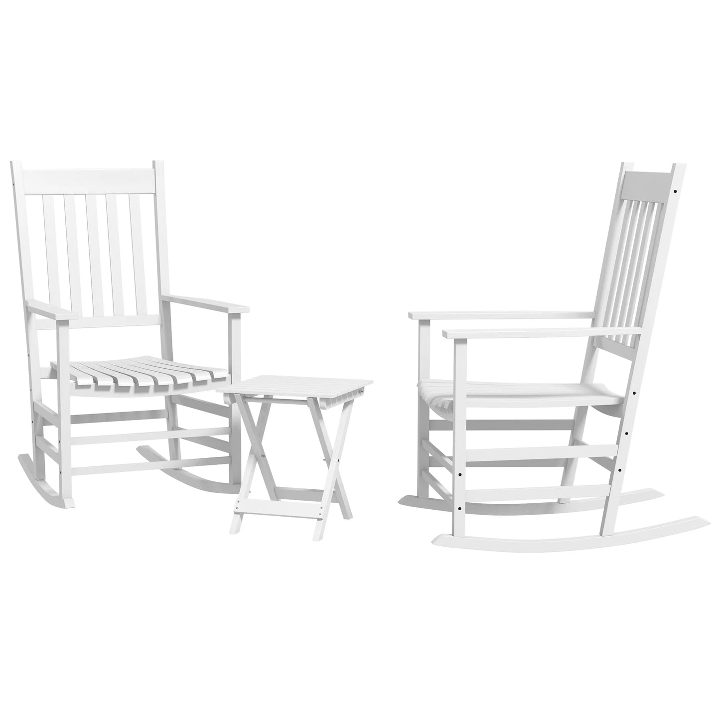 Outsunny Rocking Chair Set With Foldable Table Outdoor Patio