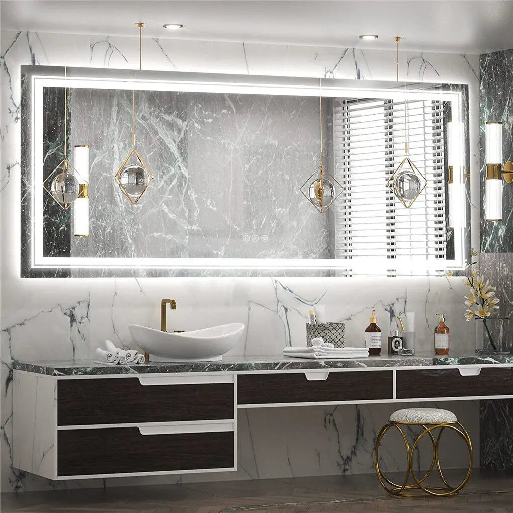 LUVODI Illuminated Bathroom Mirror With 3 Color Lights And Dimming Smart Touch