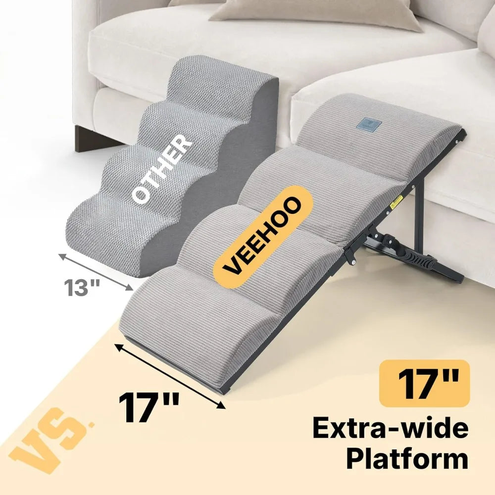 Height Adjustable Foldable Dog Ramp for Bed and Couch