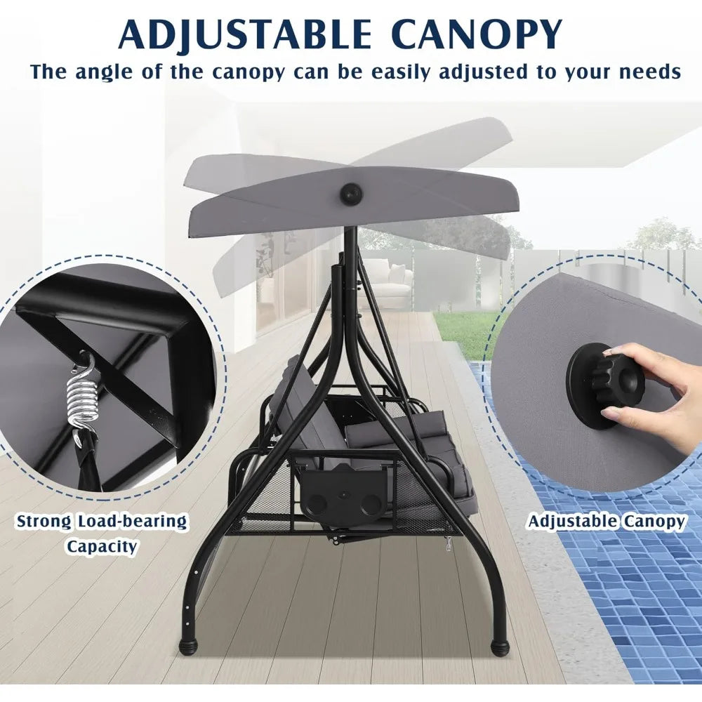 Convertible 2 In 1 Patio Swing Bed With Cup Holder