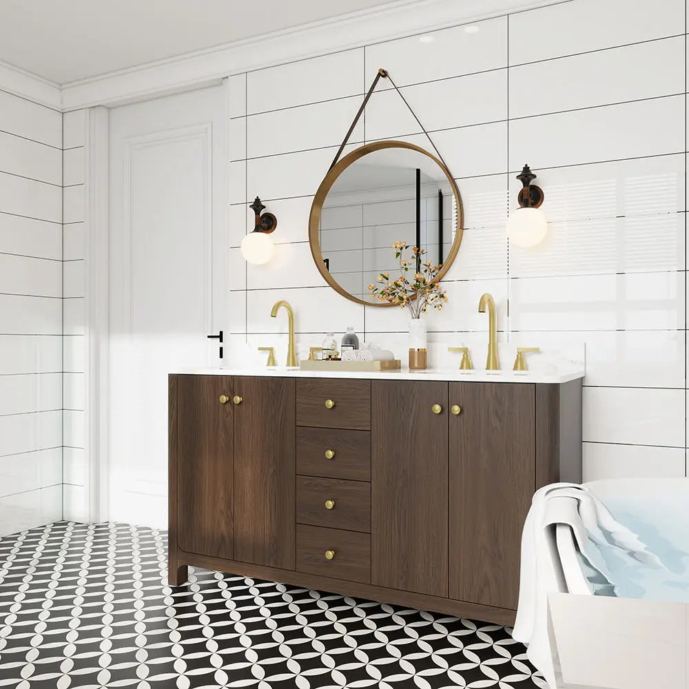 Modern Minimalist Wooden Bathroom Vanity Cabinet With Basin Sink