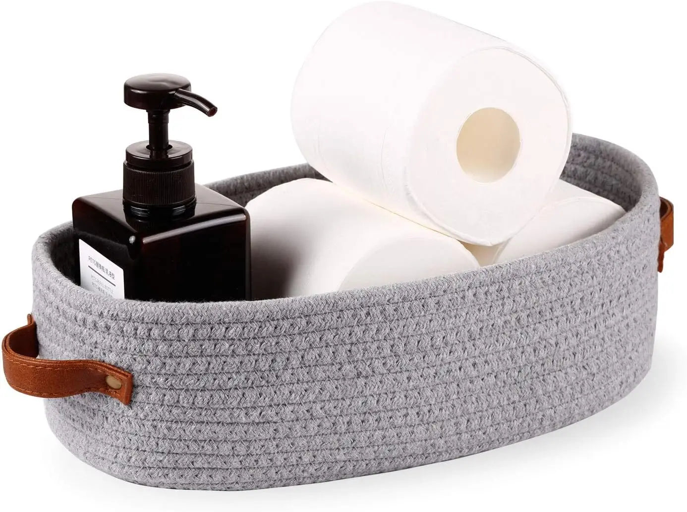Cotton Rope Storage Basket With Handles For Bathroom