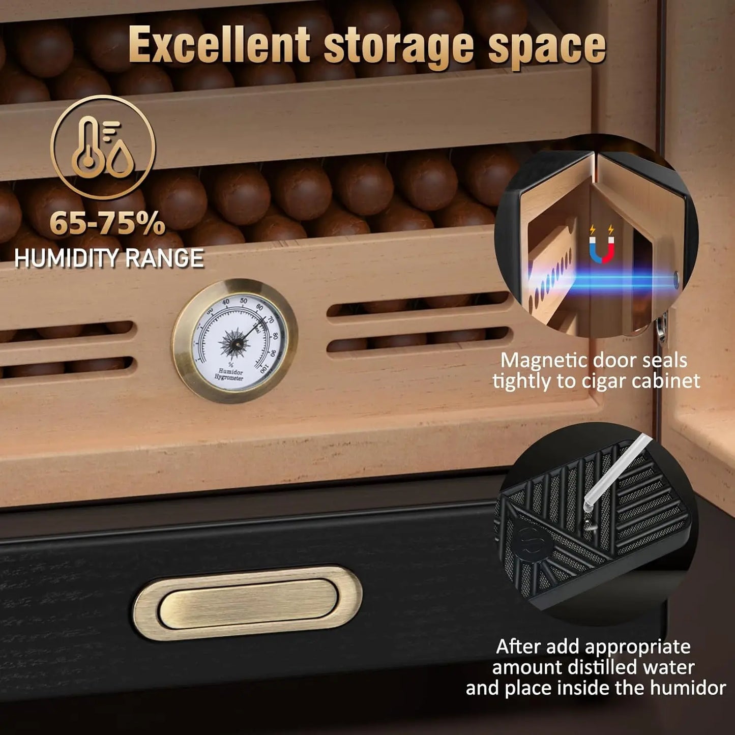 Tesonway Cigar Humidor Cabinet With Spanish Cedar Hygrometer And Humidifiers