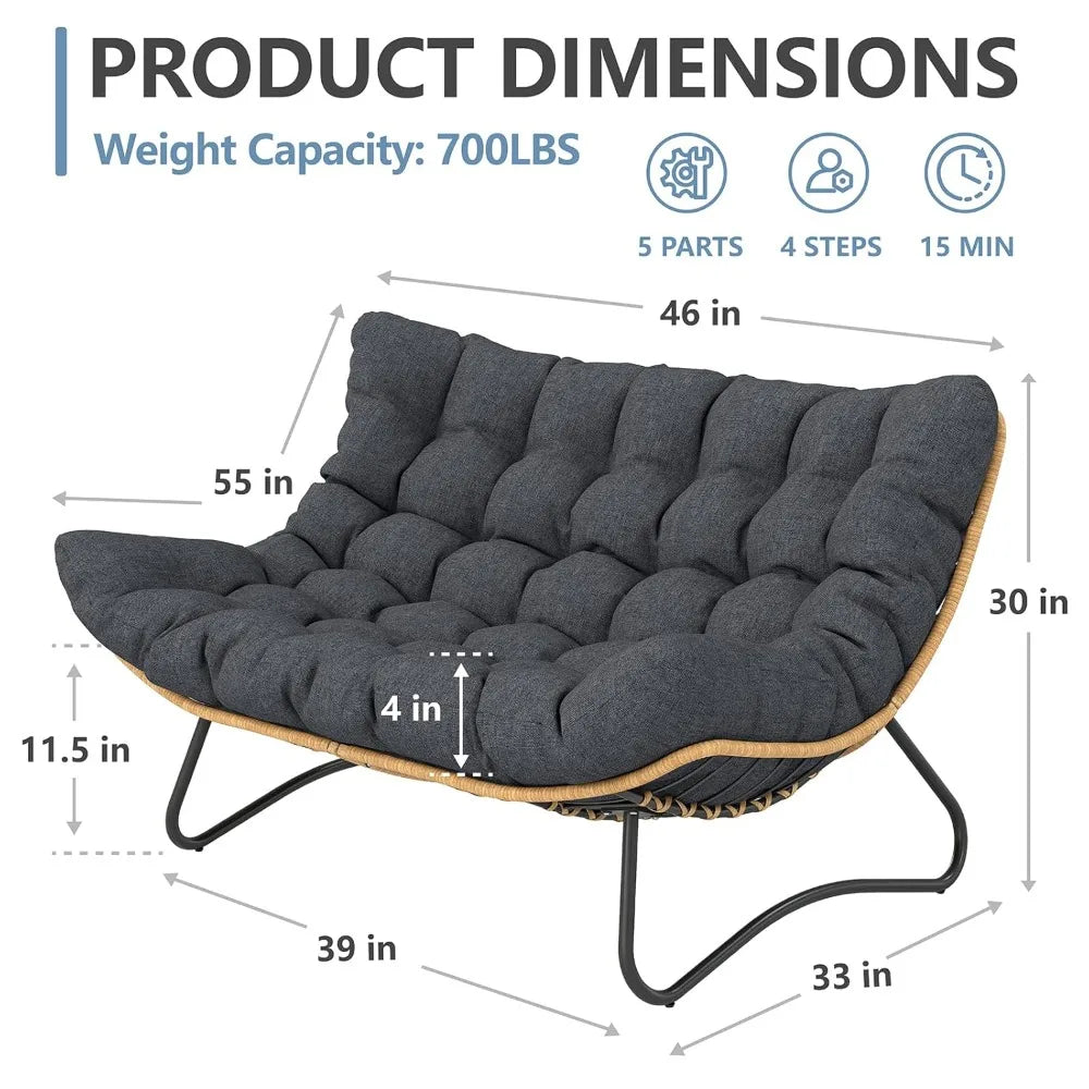 All Weather Outdoor Papasan Loveseat