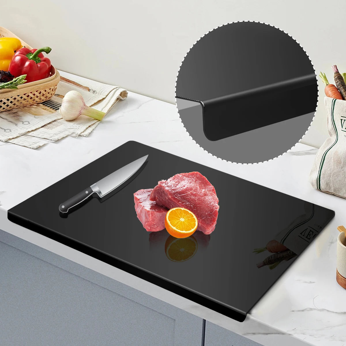 Non Slip Acrylic Cutting Board With Lip For Easy Cleaning