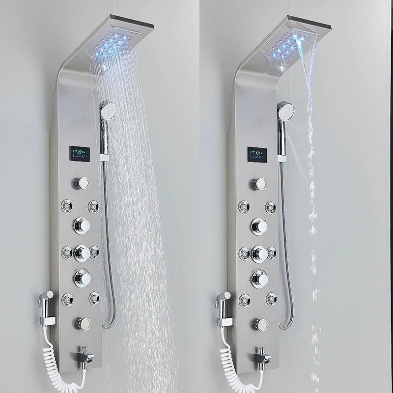 Shower Panel With LED Rainfall Waterfall Shower Head