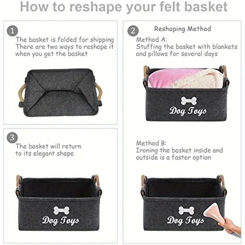 Felt Storage Basket for Pet Toys and Plush Toys Organization