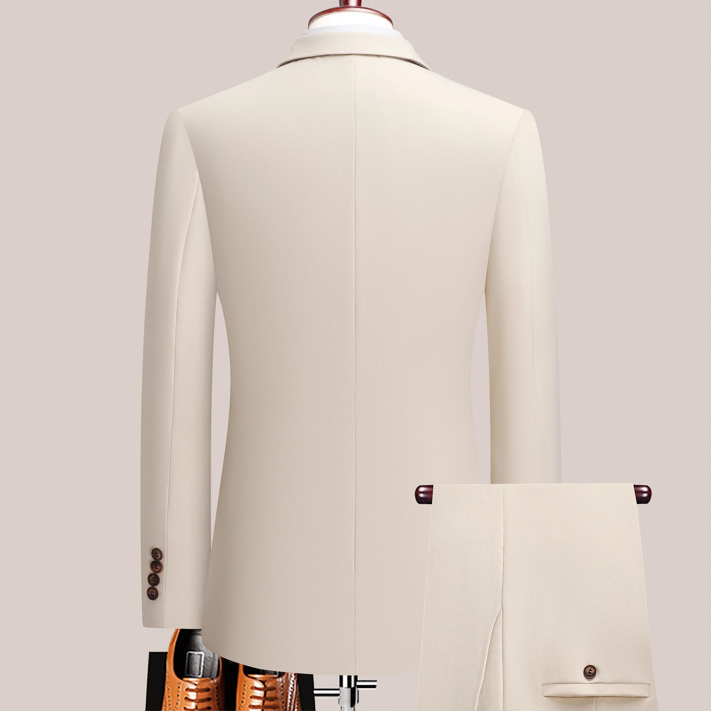 Songwe Men's Double Breasted Two-Piece Business Suit Lapel Collar