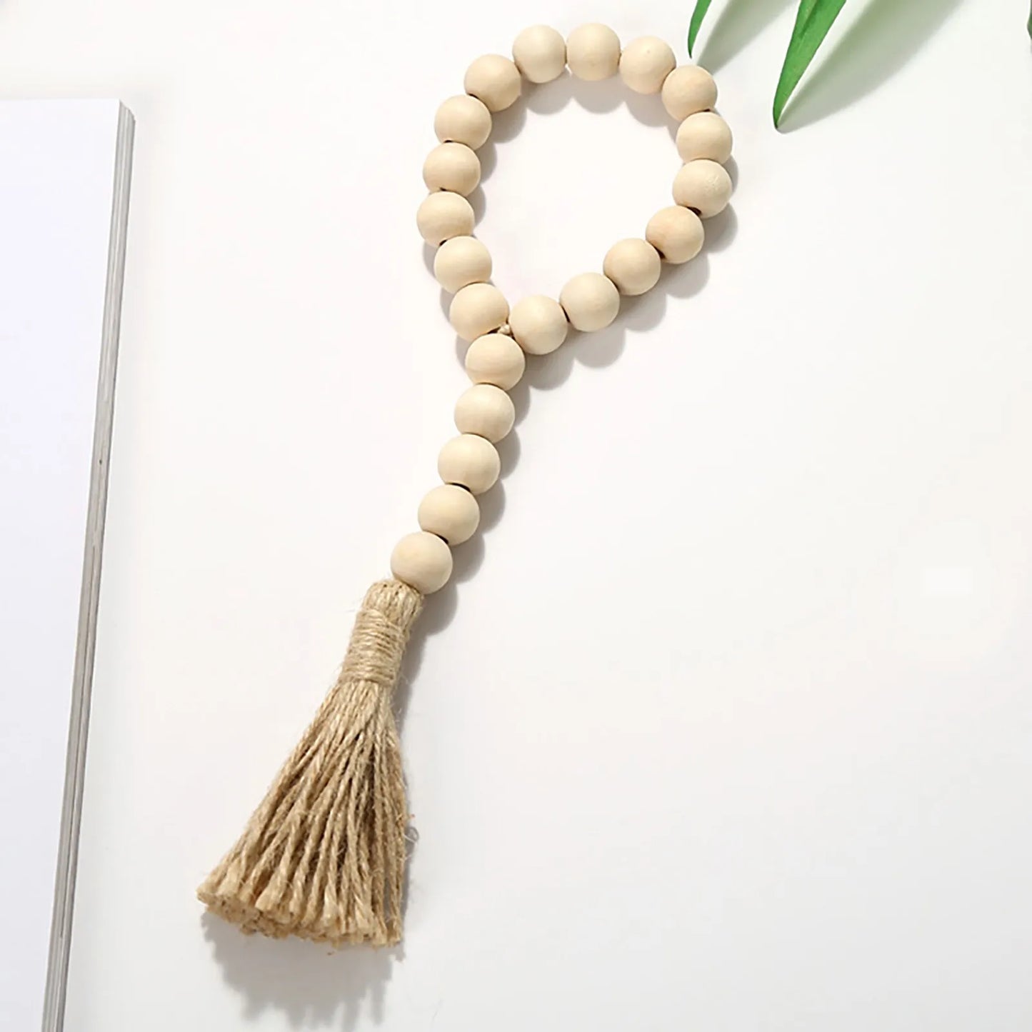 Handmade Rustic Wood Bead Garland With Tassels Wall Decor