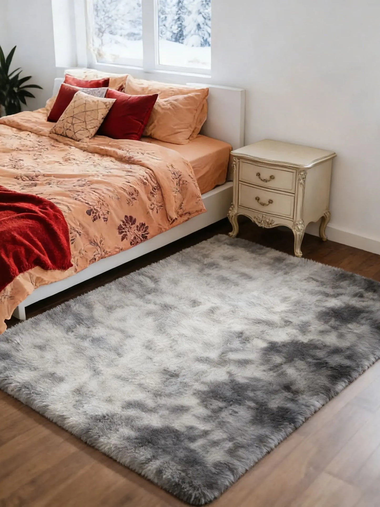 Machine Washable Shag Rug For Living Room And Bedroom Decor