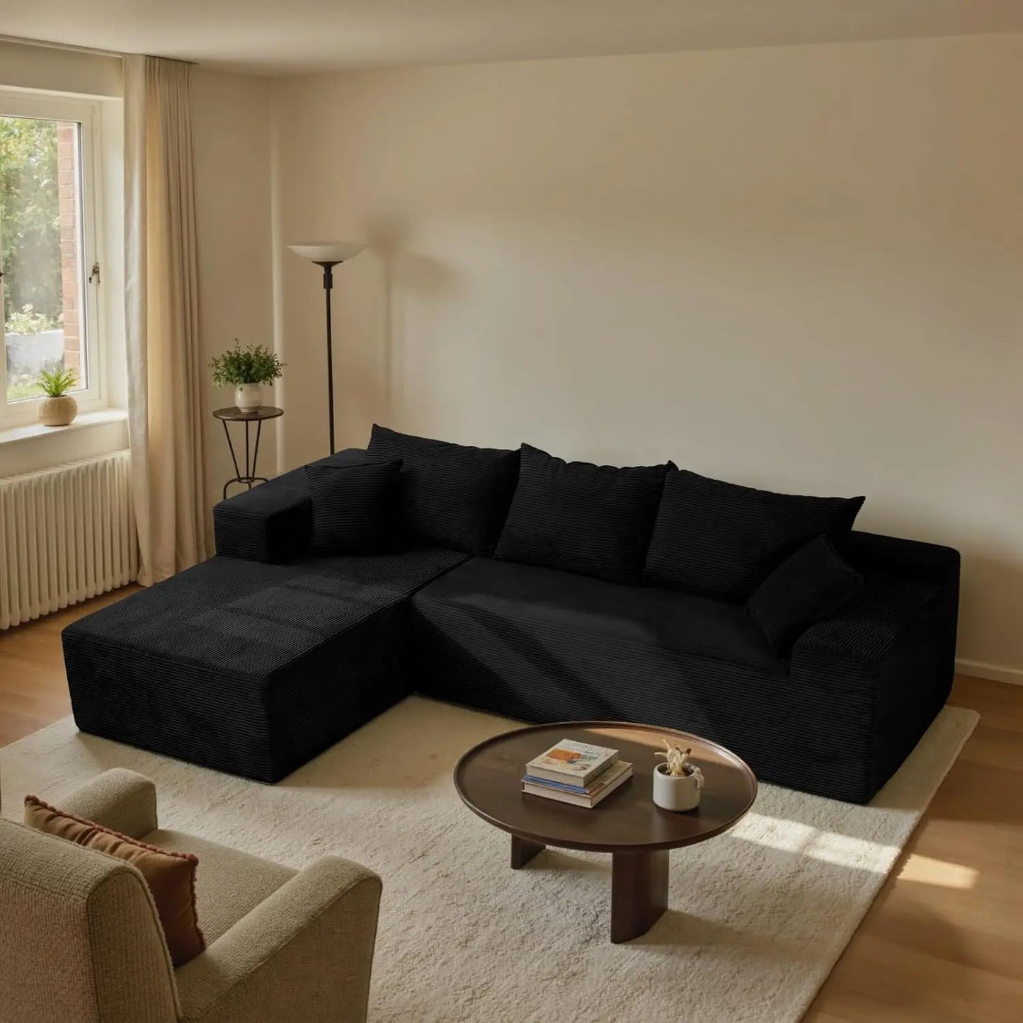 L Shape Sectional Sofa With Chaise Deep Seat Modular Box Living Room