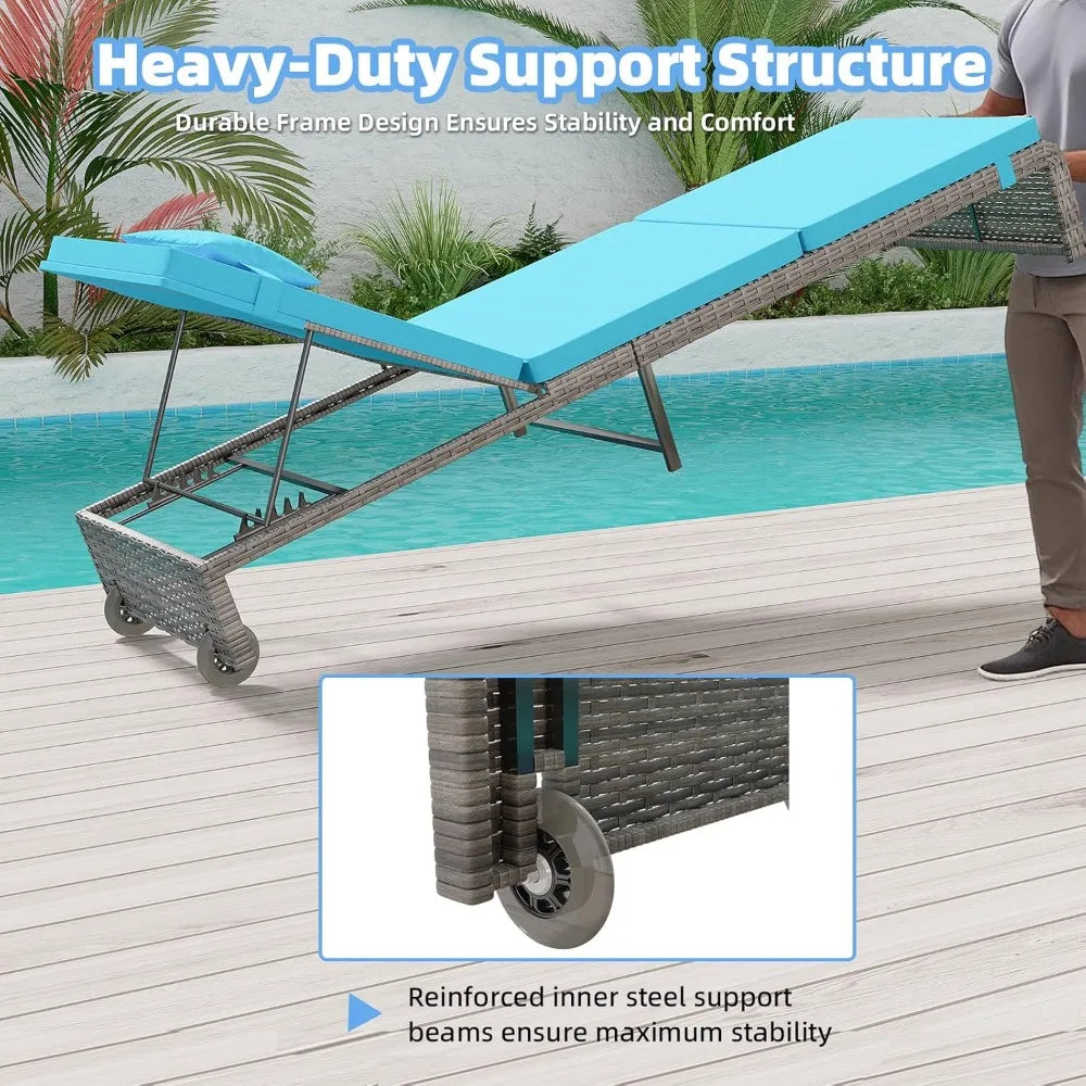 Outdoor Lounge Chairs Set of 2 With Adjustable Backrest