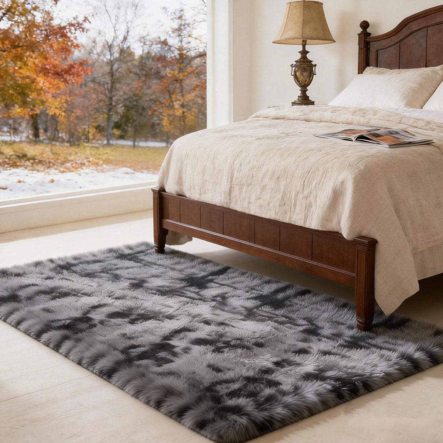 Machine Washable Shag Rug For Living Room And Bedroom Decor