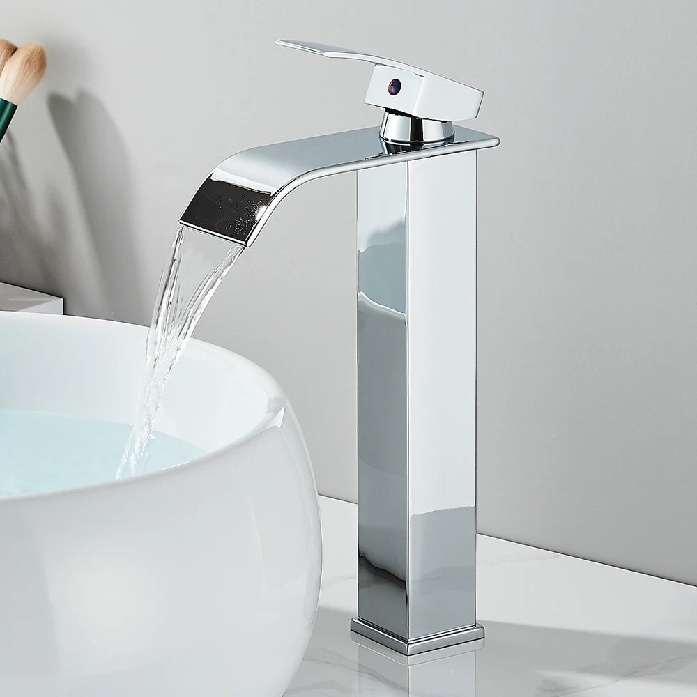 Rozin Basin Waterfall Faucet Deck Mounted Single Hole Handle