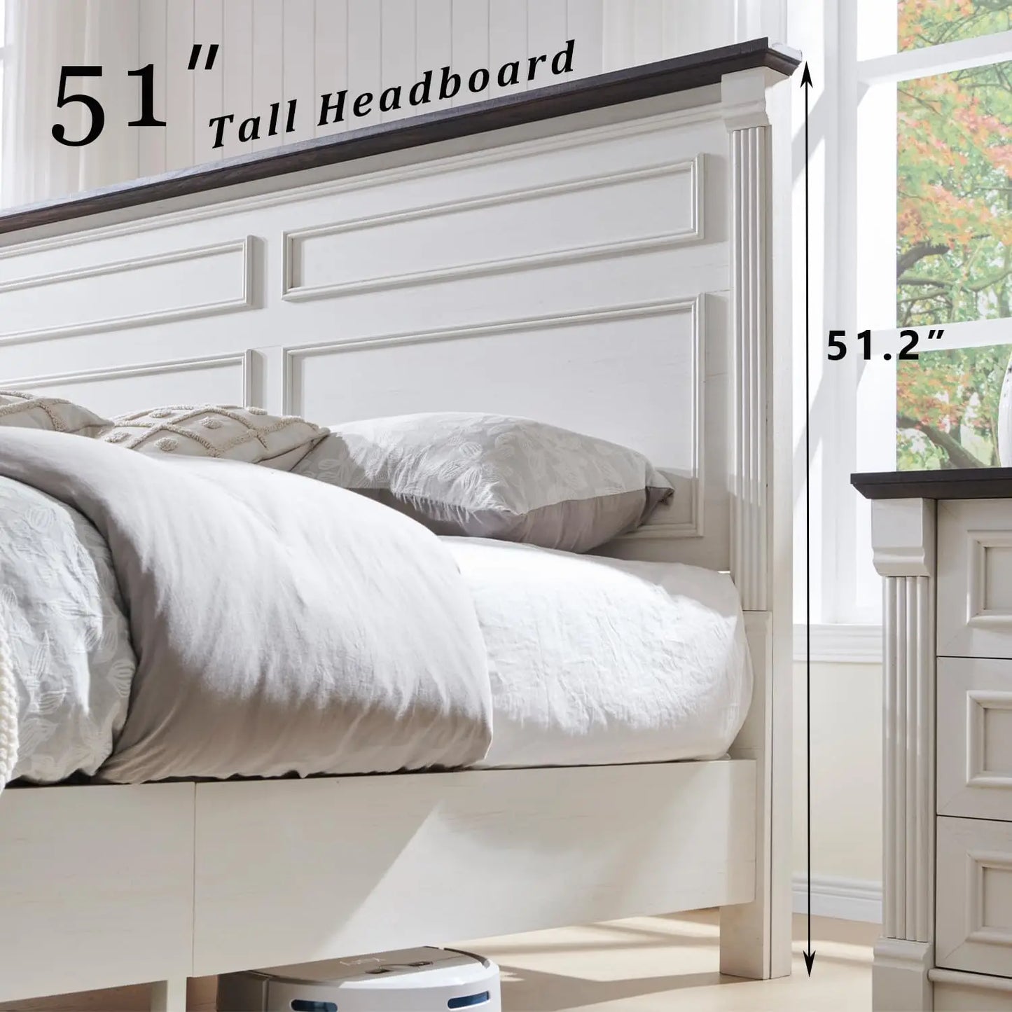 Farmhouse Platform Bed Frame With Storage Drawers