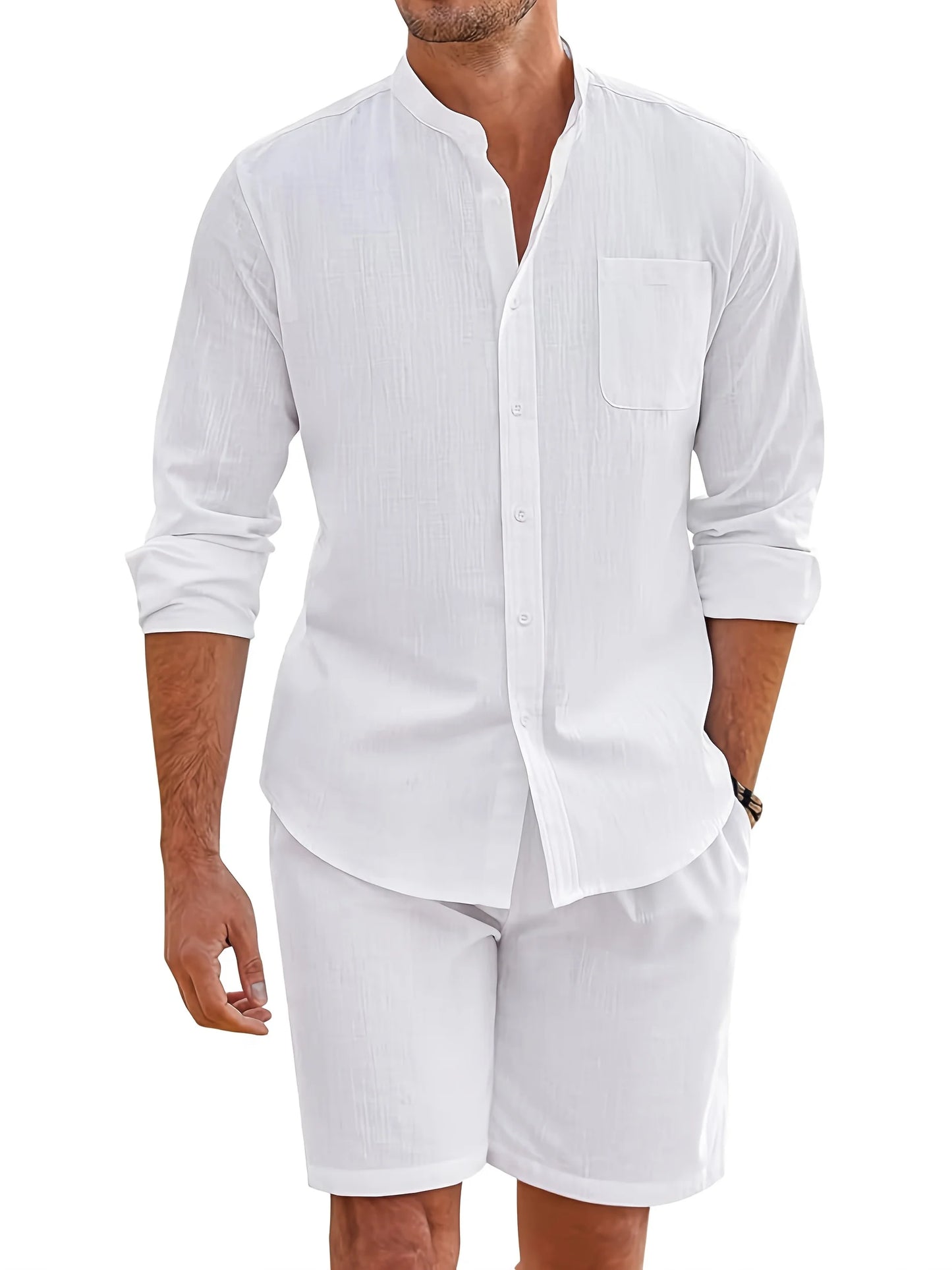 NONECN Men's Summer Two Piece Polyester Casual Beach Wear