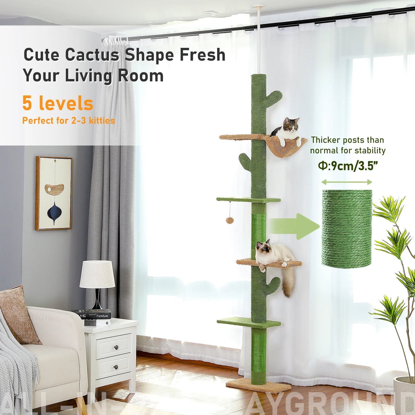PAWZ Road 5-Tier Floor To Ceiling Cat Tower Cat Tree